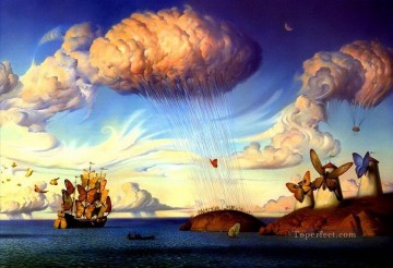 Surrealism Painting - modern contemporary 21 surrealism butterflies ship windmill